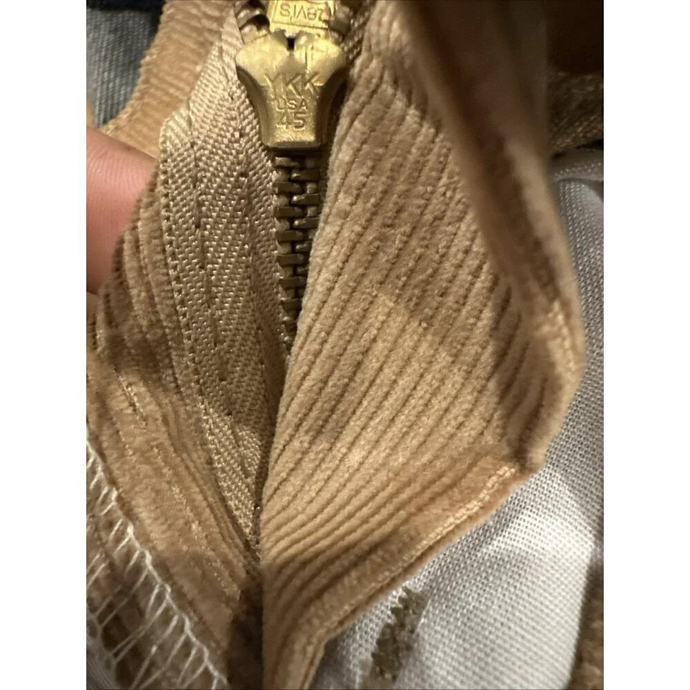 VTG 70's Levi's 719-1523 Corduroy Size 26x28 Student Fit Tan Pants YKK 45 zip